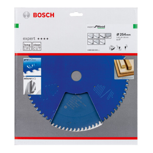 Lame de scie circulaire Bosch Expert for Wood 254 x 30 x 2,6 mm 80