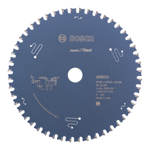 Lame de scie circulaire Bosch Expert pour acier 184 x 20 x 2,0 mm 48