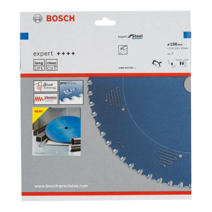 Lame de scie circulaire Bosch Expert pour acier 190 x 20 x 2,0 mm 40