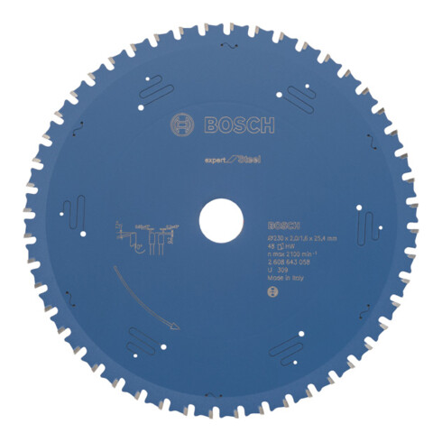 Lame de scie circulaire Bosch Expert pour acier 230 x 25,4 x 2,0 mm 48