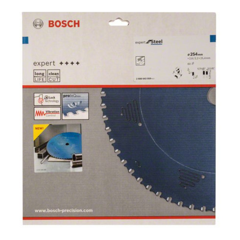 Lame de scie circulaire Bosch Expert pour acier 254 x 25,4 x 2,6 mm 60