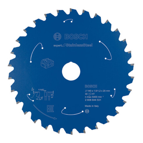 Lame de scie circulaire Bosch Expert pour acier inoxydable 140 x 1,5/1,2 x 20 30 dents