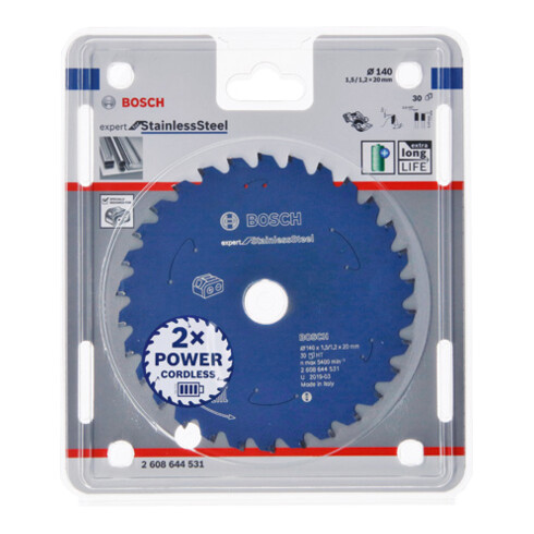 Lame de scie circulaire Bosch Expert pour acier inoxydable 140 x 1,5/1,2 x 20 30 dents