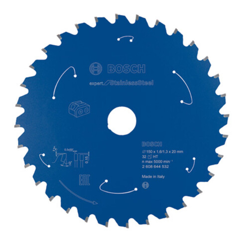Lame de scie circulaire Bosch Expert pour acier inoxydable 150 x 1,6/1,3 x 20 32 dents
