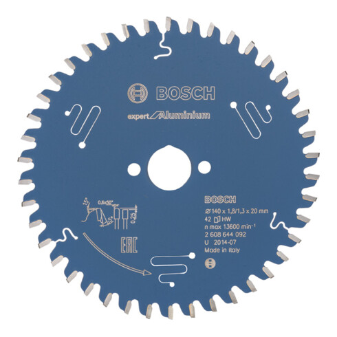 Lame de scie circulaire Bosch Expert pour aluminium 140 x 20 x 1,8 mm 42