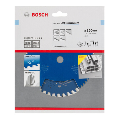 Lame de scie circulaire Bosch Expert pour aluminium 150 x 20 x 2,6 mm 42