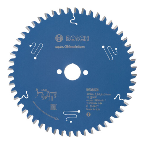 Lame de scie circulaire Bosch Expert pour aluminium 160 x 20 x 2,2 mm 52