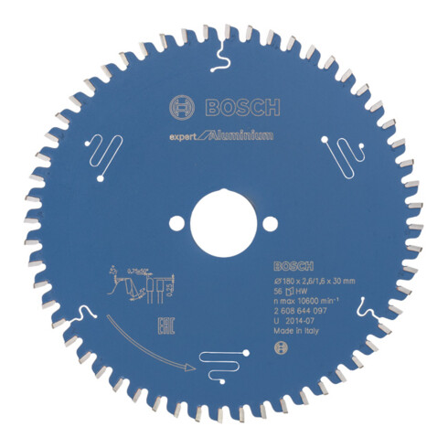 Lame de scie circulaire Bosch Expert pour aluminium 180 x 30 x 2,6 mm 56