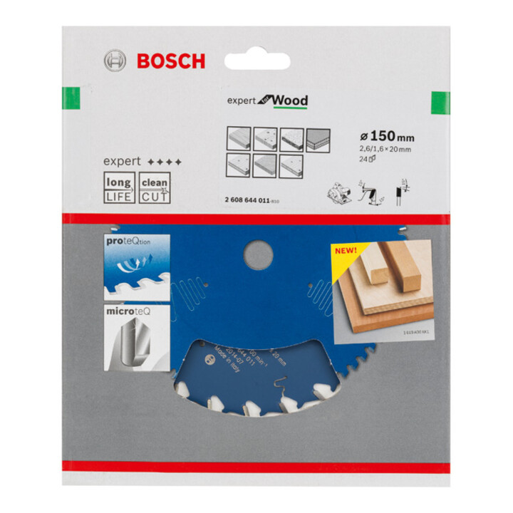 Lame de scie circulaire Bosch Expert pour bois 150 x 20 x 2,6 mm 24