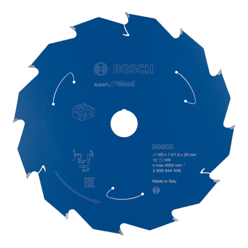 Lame de scie circulaire Bosch Expert pour bois 165 x 1,5/1 x 20 12 dents