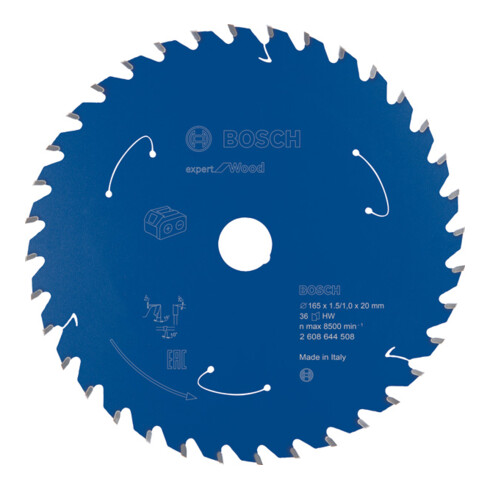 Lame de scie circulaire Bosch Expert pour bois 165 x 1,5/1 x 20 36 dents