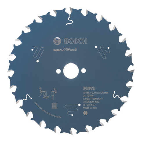 Lame de scie circulaire Bosch Expert pour bois 165 x 20 x 2,6 mm 24