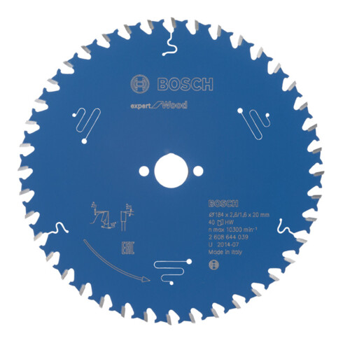 Lame de scie circulaire Bosch Expert pour bois 184 x 20 x 2,6 mm 40