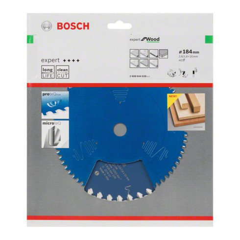 Lame de scie circulaire Bosch Expert pour bois 184 x 20 x 2,6 mm 40