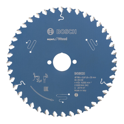 Lame de scie circulaire Bosch Expert pour bois 184 x 30 x 2,6 mm 40