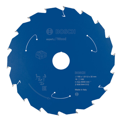 Lame de scie circulaire Bosch Expert pour bois 190 x 1,5/1 x 30 18 dents