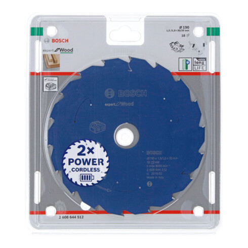 Lame de scie circulaire Bosch Expert pour bois 190 x 1,5/1 x 30 18 dents
