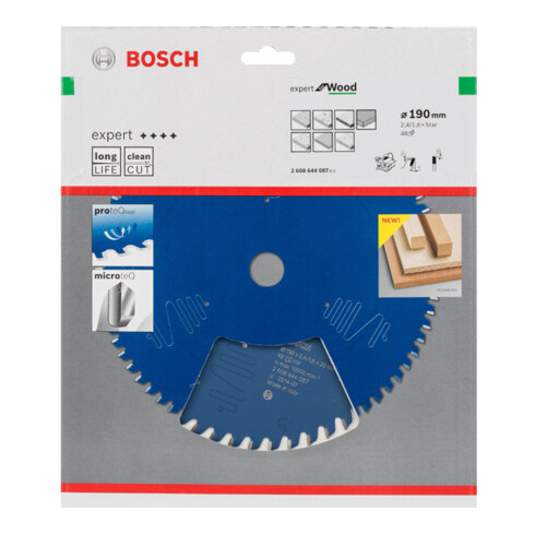 Lame de scie circulaire Bosch Expert pour bois 190 x 2,4 mm 48