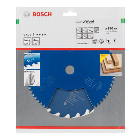 Lame de scie circulaire Bosch Expert pour bois 190 x 30 x 2,0 mm 24