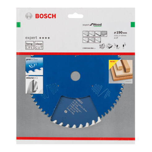 Lame de scie circulaire Bosch Expert pour bois 190 x 30 x 2,0 mm 40