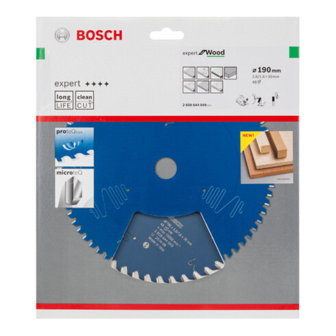 Lame de scie circulaire Bosch Expert pour bois 190 x 30 x 2,6 mm 48