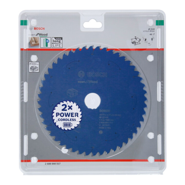 Lame de scie circulaire Bosch Expert pour bois 210 x 1,7/1,2 x 30 48 dents