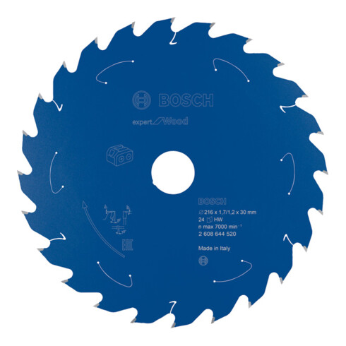 Lame de scie circulaire Bosch Expert pour bois 216 x 1,7/1,2 x 30 24 dents