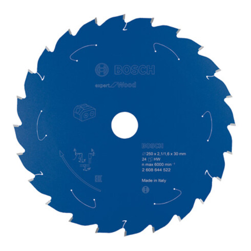 Lame de scie circulaire Bosch Expert pour bois 250 x 2,1/1,6 x 30 24 dents