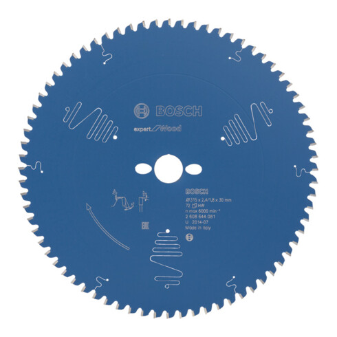 Lame de scie circulaire Bosch Expert pour bois 315 x 30 x 2,4 mm 72