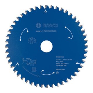 Lame de scie circulaire Bosch Expert for Aluminium pour les scies circulaires manuelles et sans fil à coupe plongeante et les scies à métaux sèches sans fil