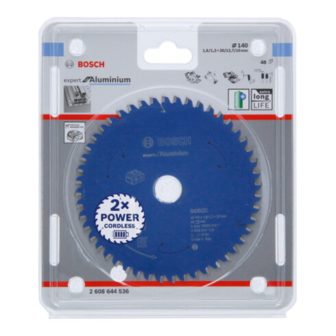 Lame de scie circulaire Bosch Expert pour l'aluminium pour scies à batterie 140 x 1,8/1,3 x 20 48 dents