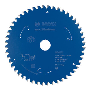 Lame de scie circulaire Bosch Expert for Aluminium pour les scies circulaires manuelles et sans fil à coupe plongeante et les scies à métaux sèches sans fil