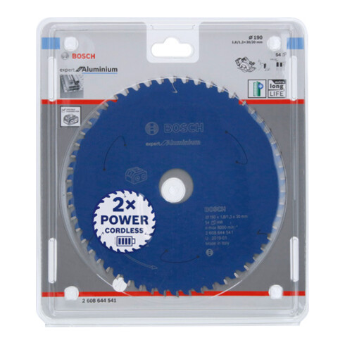 Lame de scie circulaire Bosch Expert pour l'aluminium pour scies à batterie 190 x 1,8/1,3 x 30 54 dents