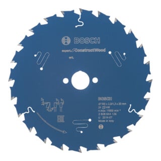 Lame de scie circulaire Bosch Expert Holz Pour les scies circulaires à main et à coupe plongeante