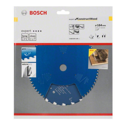 Lame de scie circulaire Bosch Expert pour la construction en bois 184 x 16 x 2,0 mm 24