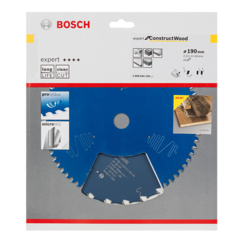 Lame de scie circulaire Bosch Expert pour la construction en bois 190 x 30 x 2,0 mm 24