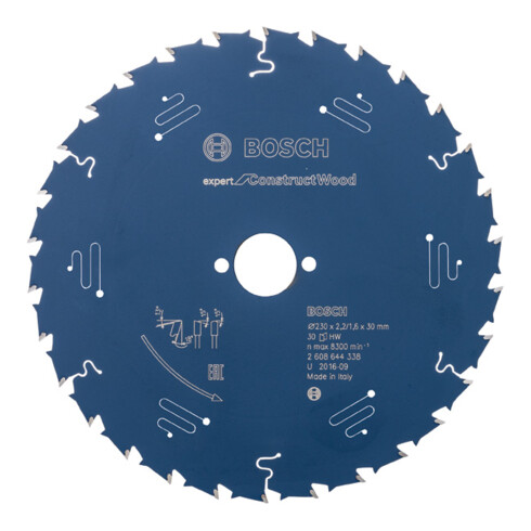 Lame de scie circulaire Bosch Expert pour la construction en bois 230 x 30 x 2,0 mm 30