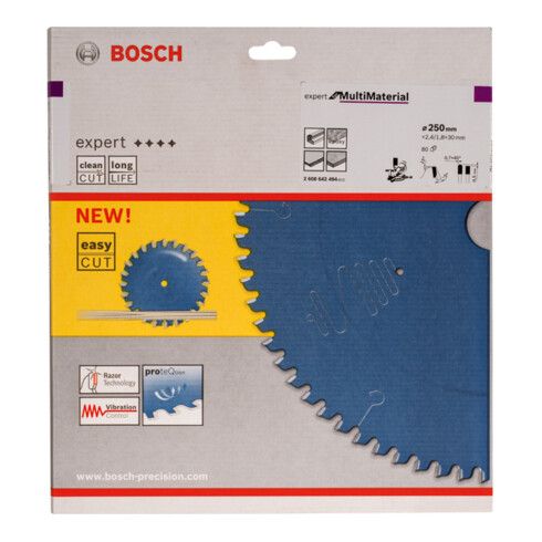 Lame de scie circulaire Bosch Expert pour matériaux multiples 250 x 30 x 2,4 mm 80