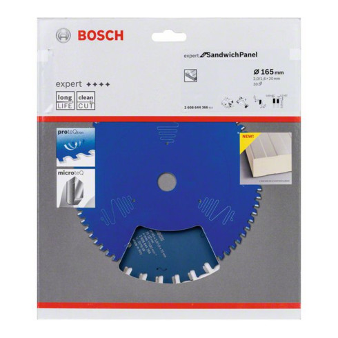 Lame de scie circulaire Bosch Expert pour panneaux sandwich 165 x 20 x 2,0 mm 30