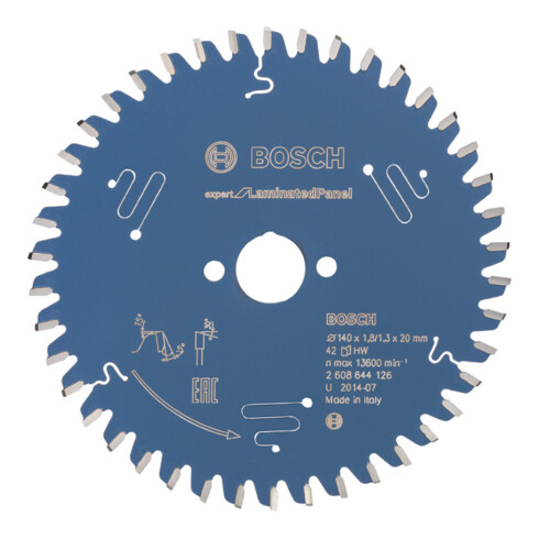 Lame de scie circulaire Bosch Expert pour panneaux stratifiés 140 x 20 x 1,8 mm 42