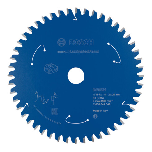Lame de scie circulaire Bosch Expert pour panneaux stratifiés 165 x 1,8/1,2 x 20 48 dents