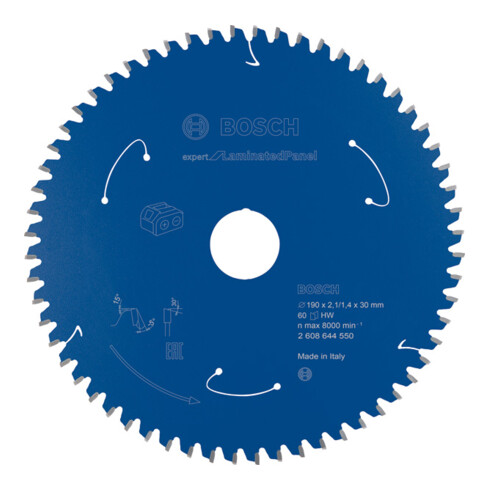 Lame de scie circulaire Bosch Expert pour panneaux stratifiés 190 x 2,1/1,4 x 30 60 dents