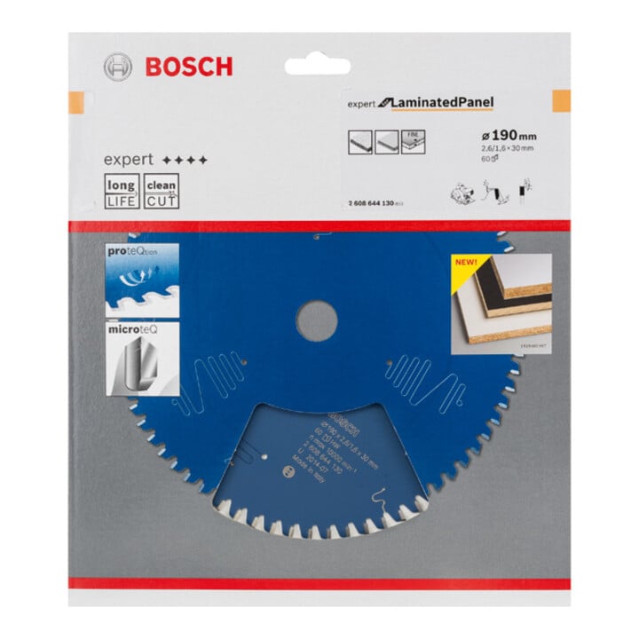 Lame de scie circulaire Bosch Expert pour panneaux stratifiés 190 x 30 x 2,6 mm 60