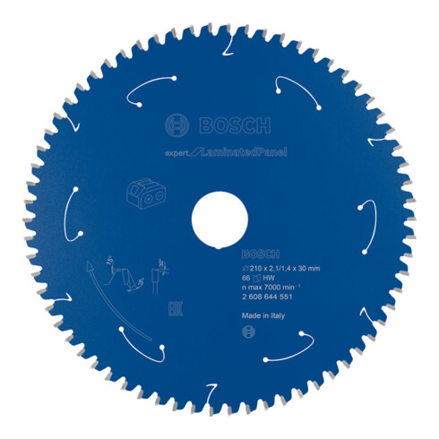 Lame de scie circulaire Bosch Expert pour panneaux stratifiés 210 x 2,1/1,4 x 30 66 dents
