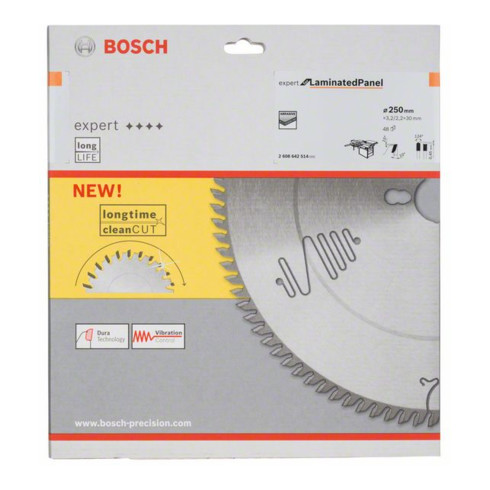 Lame de scie circulaire Bosch Expert pour panneaux stratifiés 250 x 30 x 3,2 mm 48