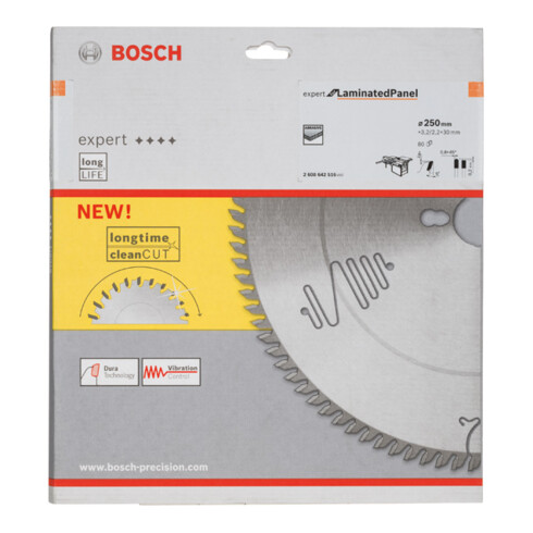 Lame de scie circulaire Bosch Expert pour panneaux stratifiés 250 x 30 x 3,2 mm 80