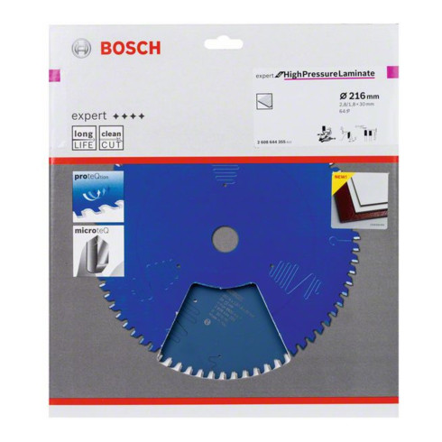 Lame de scie circulaire Bosch Expert pour stratifié haute pression 216 x 30 x 2,8 mm 64