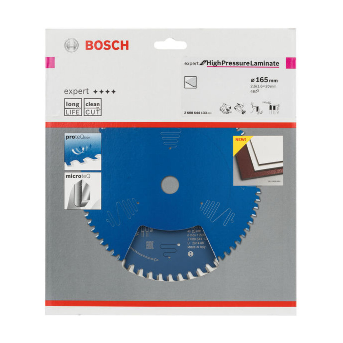 Lame de scie circulaire Bosch Expert pour stratifiés haute pression 165 x 20 x 2.6 mm 48