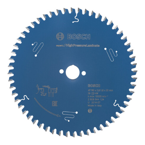 Lame de scie circulaire Bosch Expert pour stratifiés haute pression 190 x 20 x 2,6 mm 56