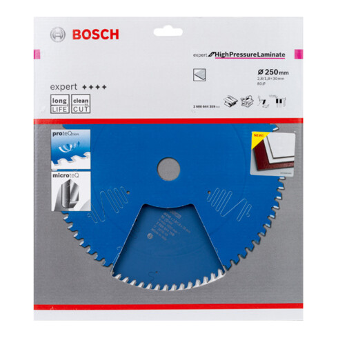 Lame de scie circulaire Bosch Expert pour stratifiés haute pression 250 x 30 x 2,8 mm 80